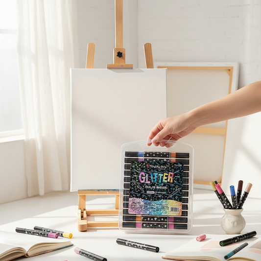 Summer Glitter Hal Tip Markers Set Of 24 Markers With 48 Vibrant Shades For Creative Art And Craft Projects