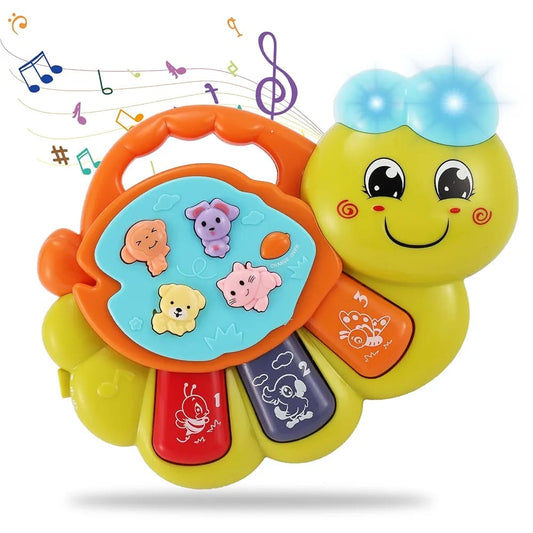 TOEY PLAY Baby Toy with Caterpillar for 12+ Months, Musical Piano Keyboard with Songs, Lights and Animal Sounds
