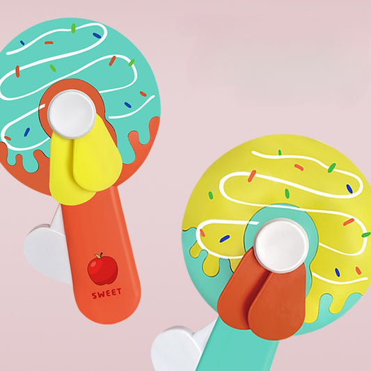 Donut Kid Fan – Cute Handheld Mini Fan for Kids | Portable Cartoon Fan for School, Travel & Outdoor Use