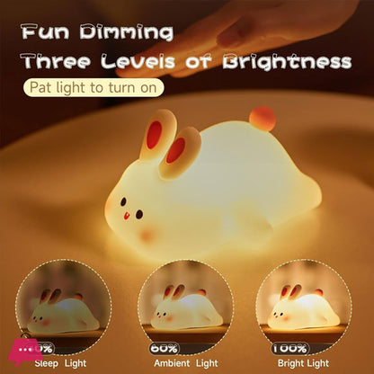 Silicon Rabbit Lamp - Cute Lamps - Rechargeable Rabbit Lamp With Touch Sensor - Bunny Night Lamps for Kids