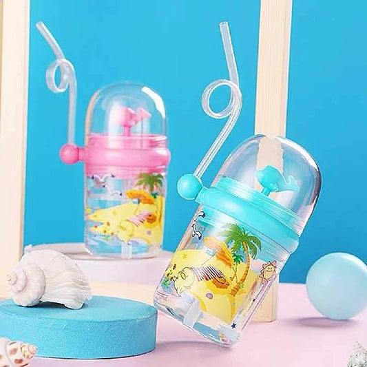 Children Whale Spray Cup Sippy Bottle Cartoon Baby with Sippy Kettle Outdoor Portable Children's Cup