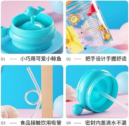 Children Whale Spray Cup Sippy Bottle Cartoon Baby with Sippy Kettle Outdoor Portable Children's Cup