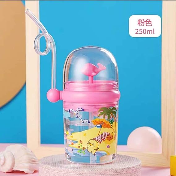 Children Whale Spray Cup Sippy Bottle Cartoon Baby with Sippy Kettle Outdoor Portable Children's Cup
