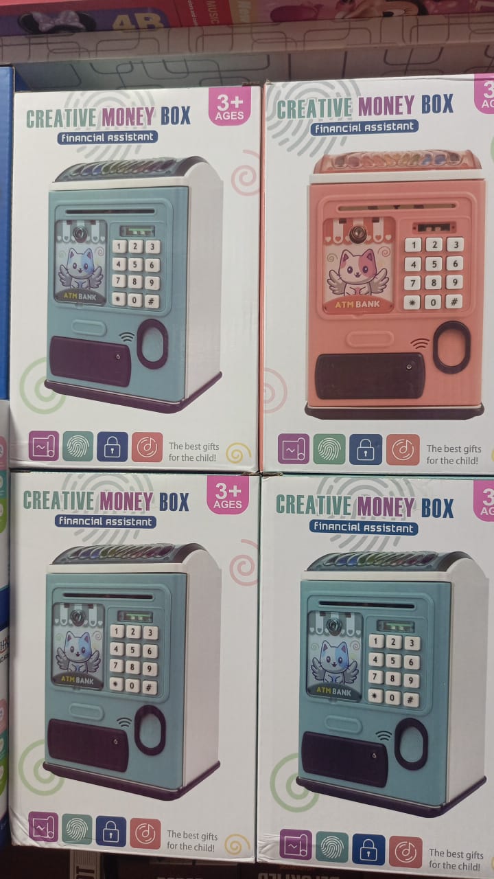 Creative Money Box ATM Machine | Password & Fingerprint Protection | Kids Savings Bank | Music & Auto Roll
