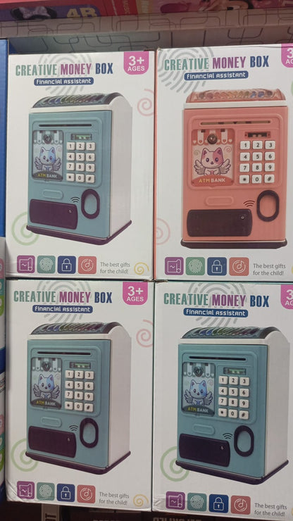Creative Money Box ATM Machine | Password & Fingerprint Protection | Kids Savings Bank | Music & Auto Roll
