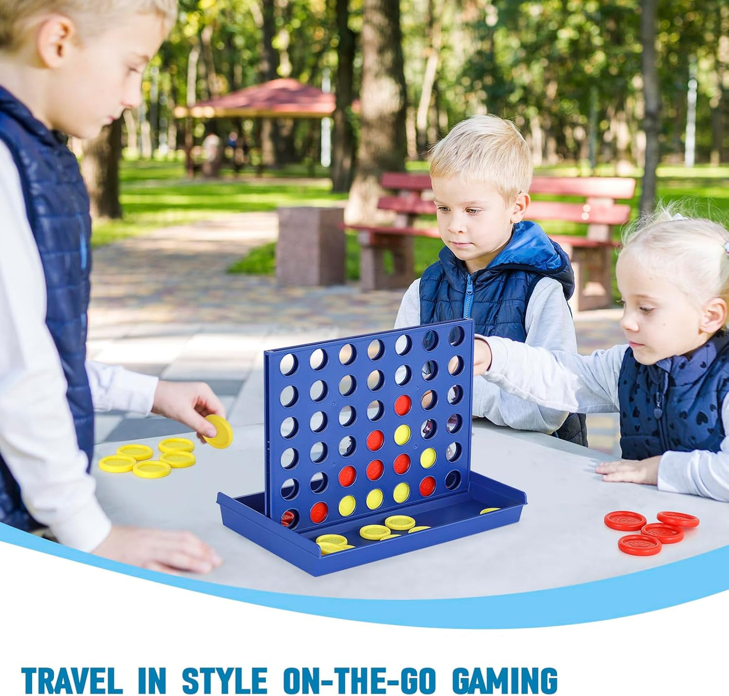 4 IN A ROW Board Game for Kids / Travel Board Game / Board Games Indoor & Outdoor, Perfect as a Party Game