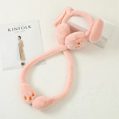Cute Jumping Rabbit Earmuffs Hat with Moving Ears – Plush Airbag Toy Cap for Kids (Random Color)