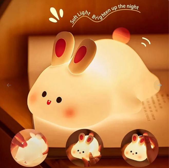 Silicon Rabbit Lamp - Cute Lamps - Rechargeable Rabbit Lamp With Touch Sensor - Bunny Night Lamps for Kids
