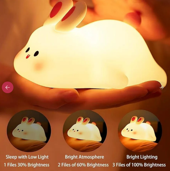 Silicon Rabbit Lamp - Cute Lamps - Rechargeable Rabbit Lamp With Touch Sensor - Bunny Night Lamps for Kids