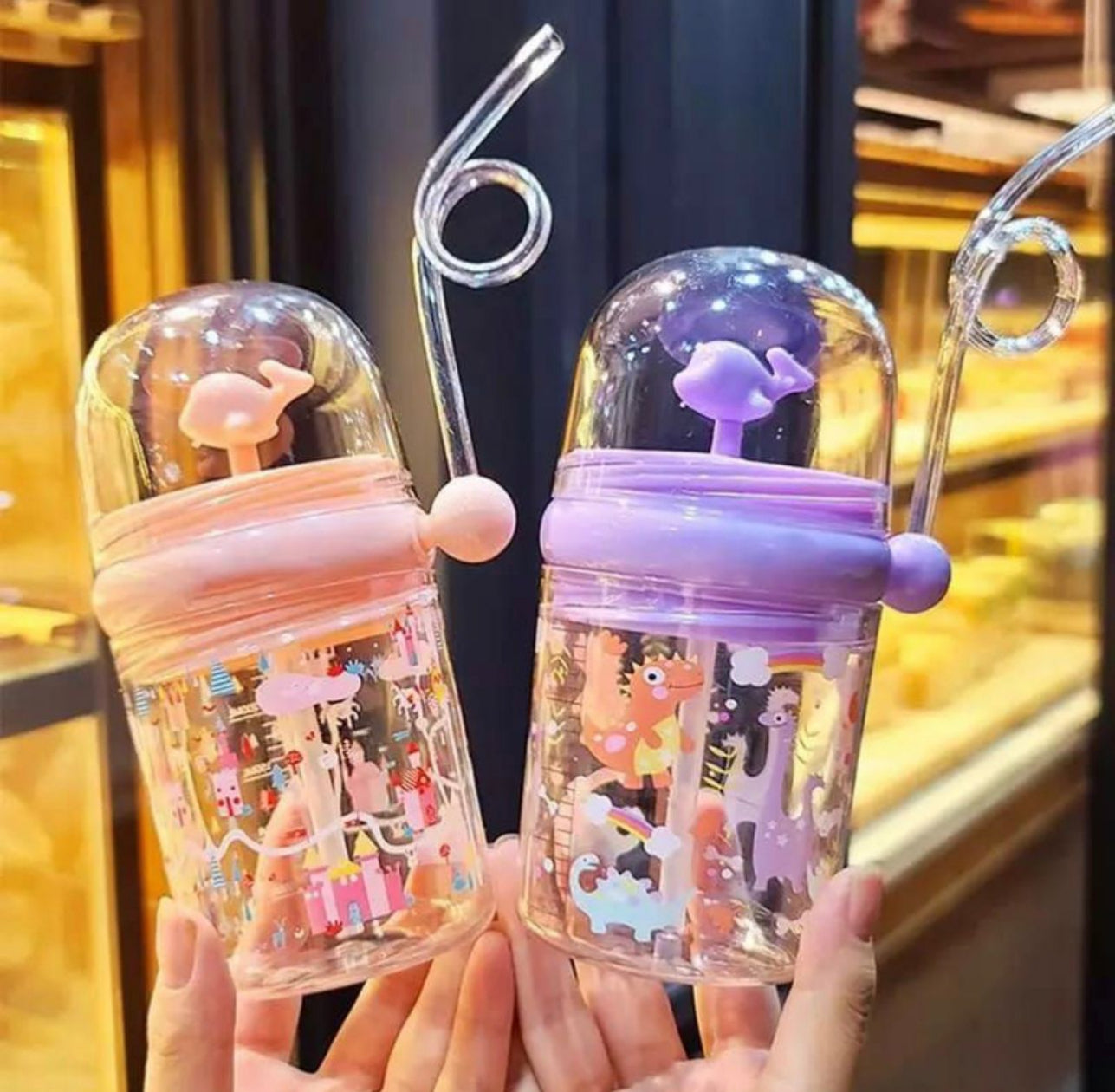 Children Whale Spray Cup Sippy Bottle Cartoon Baby with Sippy Kettle Outdoor Portable Children's Cup