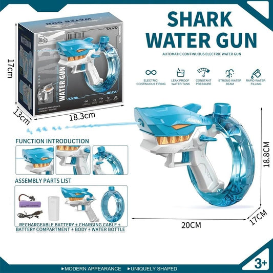 Rechargeable Shark Water Gun – High Pressure Electric Water Blaster Toy For Kids, Long Range Water Shooter, Fun Outdoor Summer Play