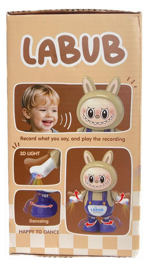 Doll Battery Operated Dancing labubu Toy with Light and Sound LABUBU Talking and Speech Repeating