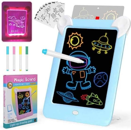 Kids Magic Glow Pad: 3D Light-Up Drawing Board for Creative Play and Learning